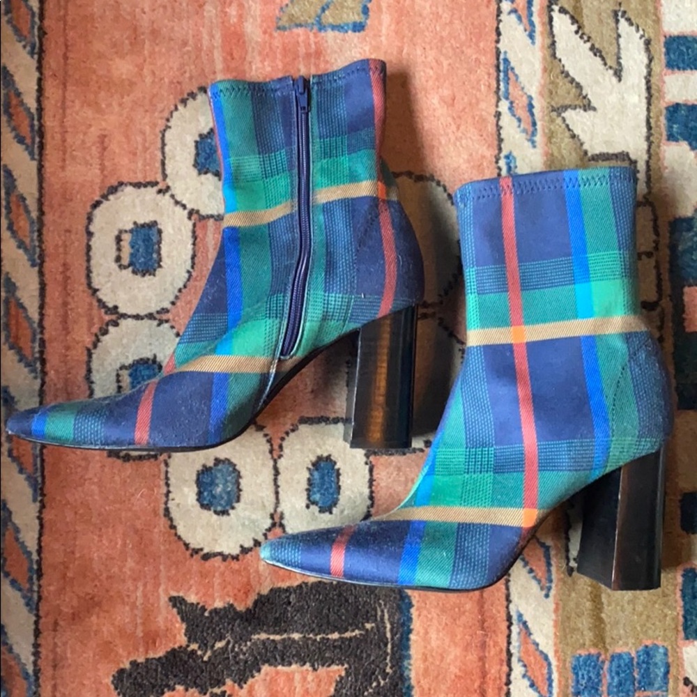 Jeffrey Campbell Multicolor Plaid Heeled Boots